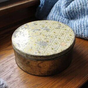 Vintage Decorative Cake Cookie Tin, Yellow Gold Retro Pattern